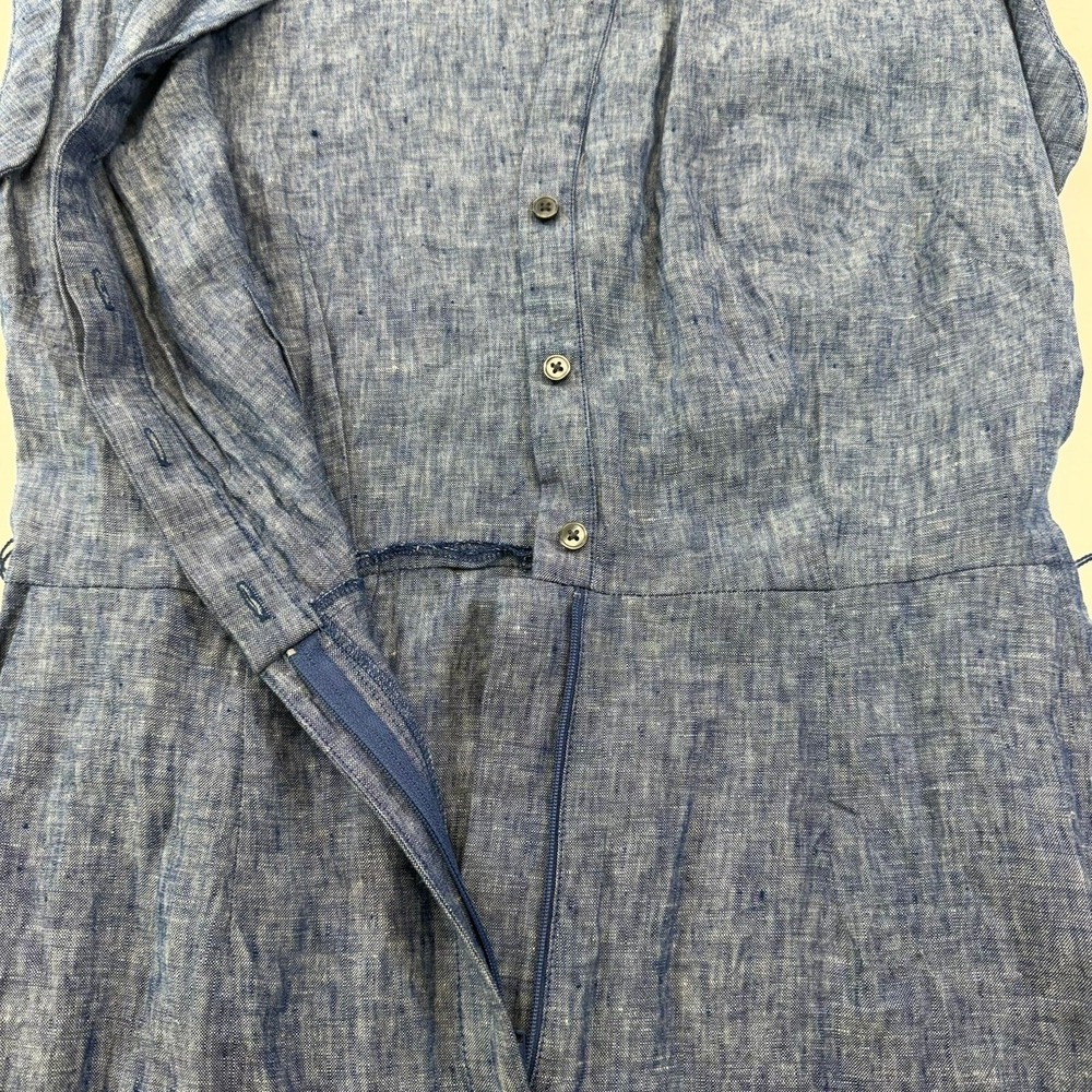 Boden Jumpsuit Women's 8 Tall Catriona Linen Blue Chambray Tie Belt Missing - Picture 9 of 15